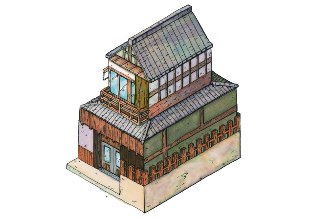 アイソメトリックで描いた古民家